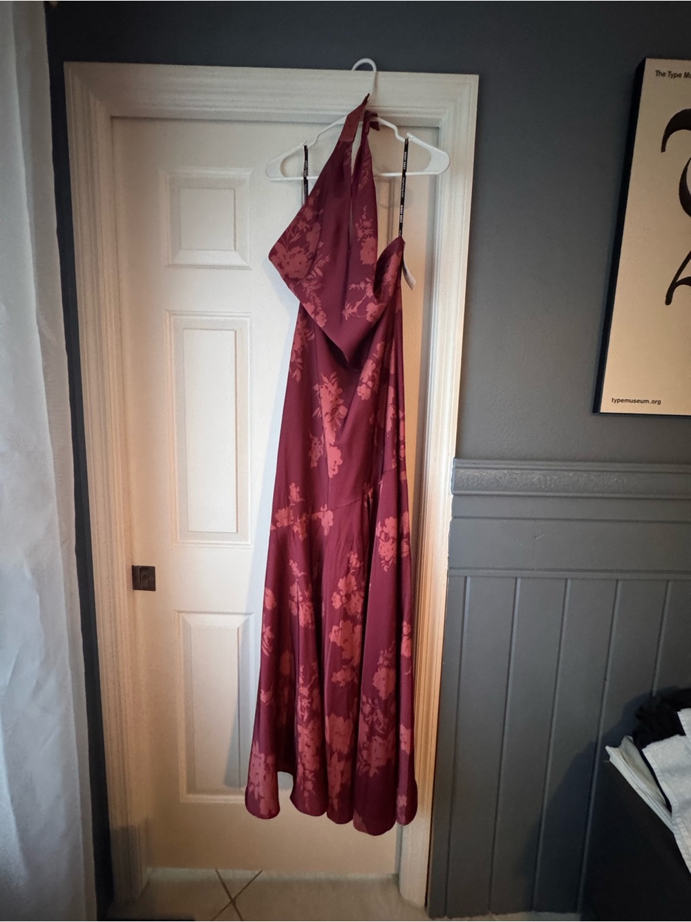 One-Shoulder Floral Maxi Dress in Burgundy